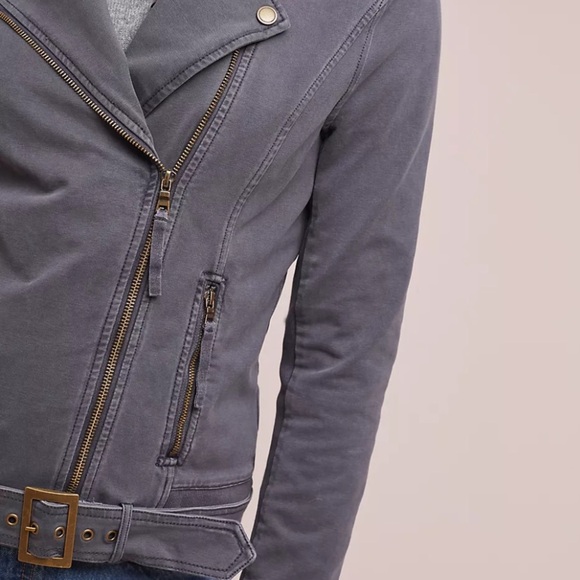 NWOT Anthropologie Marrakech Moto Jacket SzXS Gray Cotton Stretch Crop Denim*J19 - Picture 2 of 9
